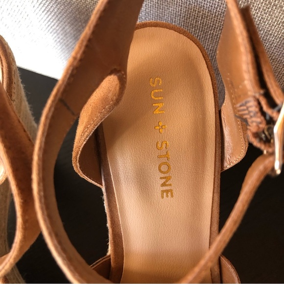 Sun & Stone platform espadrille Fey sandals block heel 4.25 cognac color 9 - Picture 3 of 7